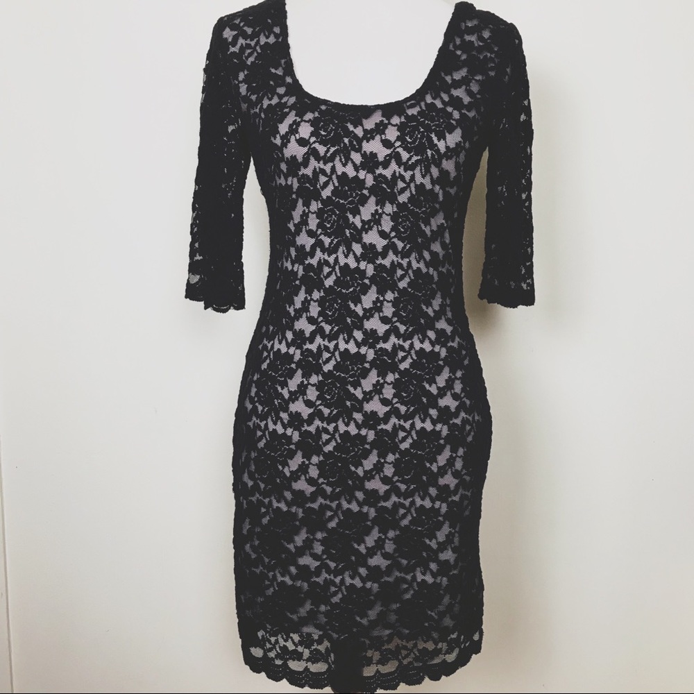 Nella Fantasia Black Lace Lined Dress